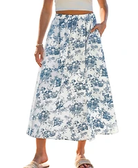 Cupshe Women's Toile Print Elastic Waist Midi Skirt