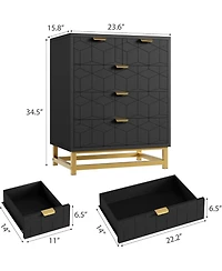 gaomon Modern Drawer Wide Dresser Chest, Gold Metal Legs & Handles