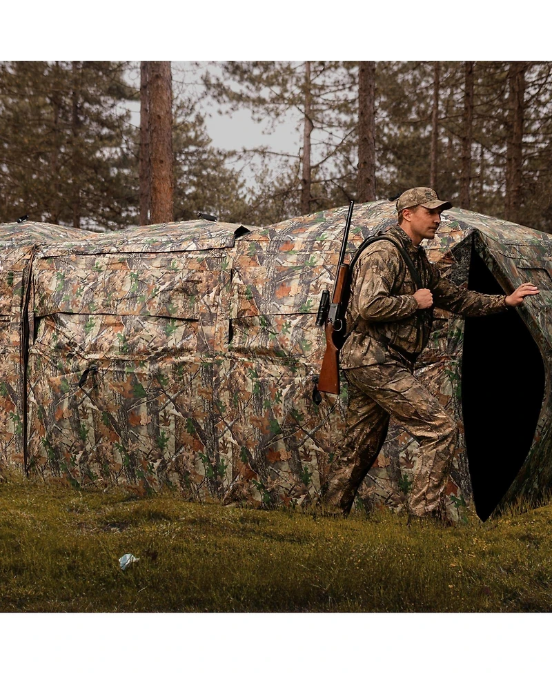 Mecale Double One-Way See-Through Ground Hunting Blinds for 2-6 People, Side-by-Side Shelter