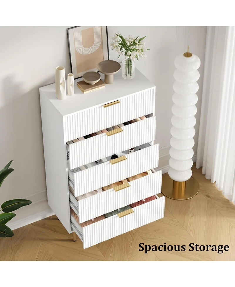 gaomon 5-Drawer Fluted Dresser
