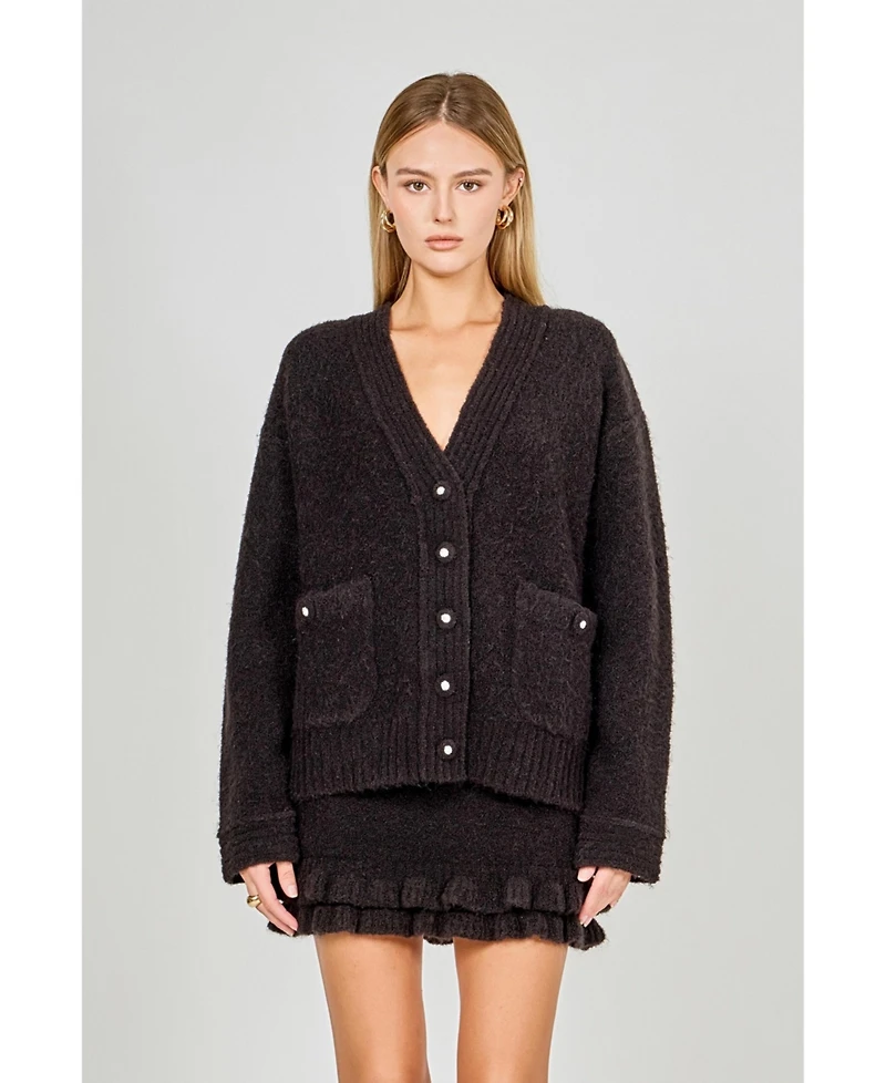 endless rose Women's Fuzzy Oversized Cardigan