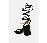 Womens Gone Gurl Metal Chain Lace Up Sandals