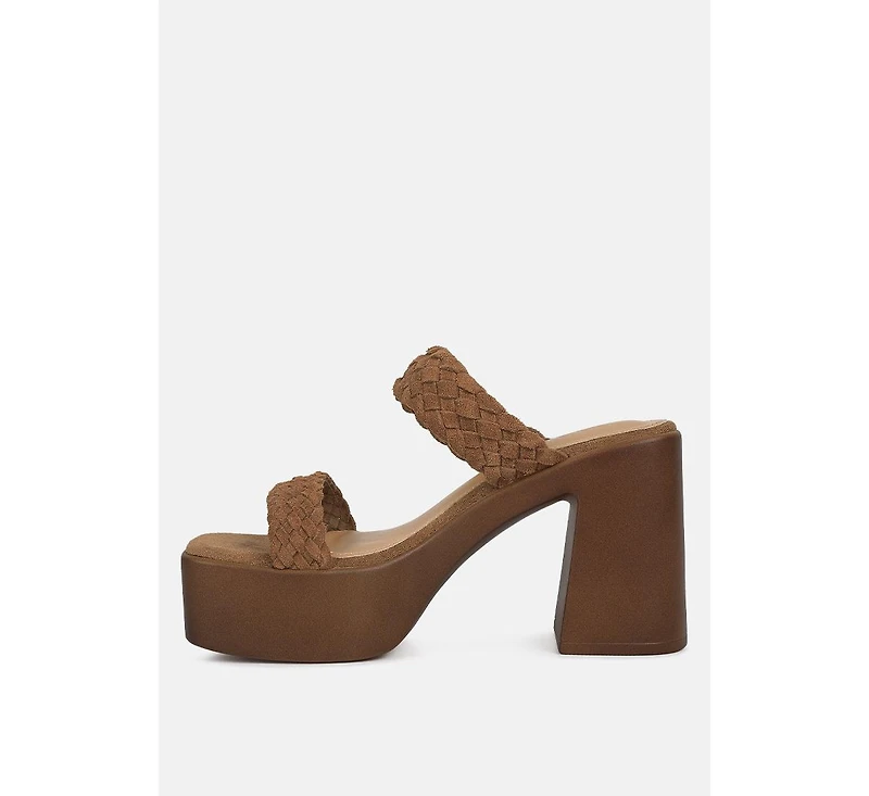 Misaki Womens Woven Suede Strap Platform Sandals