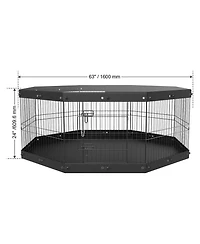 Aostirmotor 8-Panel Foldable Metal Dog Playpen with Top Cover & Mat, 24" H
