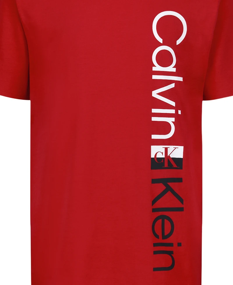 Calvin Klein Boys' 8-20 Vertical Ck Short-Sleeve Crewneck T-Shirt