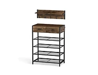 Slickblue Wall-Mounted Coat Hanger with 5-Tier Shoe Rack