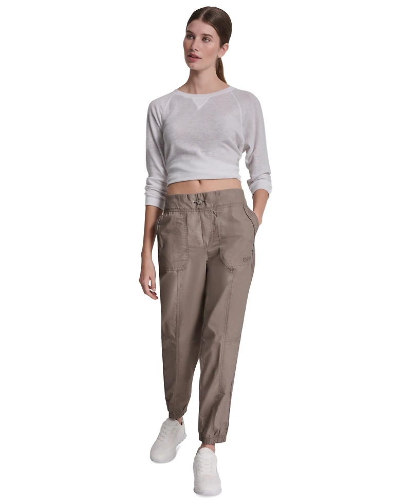 Dkny Sport Women's High Rise Bungee Waist Seamed Joggers