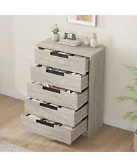 gaomon 5 Drawer Dresser for Bedroom, 5 Chest of Drawers with Embedded Handles, Wooden Dresser Organizer for Living Room, Nursery