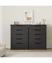 gaomon Drawer Dresser for Bedroom, Gray Chest of Drawers with Embedded Handles, Wooden Organizer Living Room, Nursery