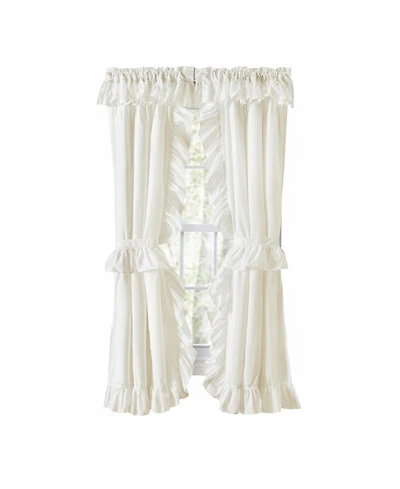 Ellis Curtain Classic Wide Solid Color Perma Press Ruffled Priscilla Curtain Panel With Ties 84" x 45" Natural