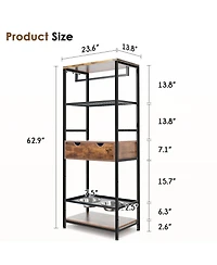 Cozito Adjustable Raised Dog Feeding Station with Storage Shelves and Hooks, 2 Stainless Steel Bowls