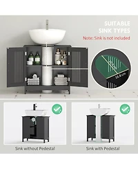 Kleankin Bathroom Under Sink Cabinet Vanity Unit w/ Adjustable Storage Shelves