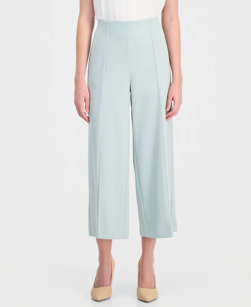 Anne Klein Essentials Petite Seamed Cropped Pull-On Pants
