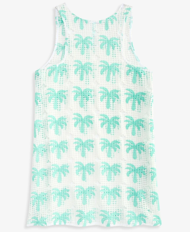 Breaking Waves Girls' 7-16 Palm Trees Print Crochet Cover-Up
