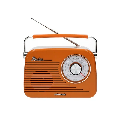RadioShack Portable Retro Am/Fm/Sw Vintage and Classic Radio, Bluetooth, Rechargeable, Orange – 4001802
