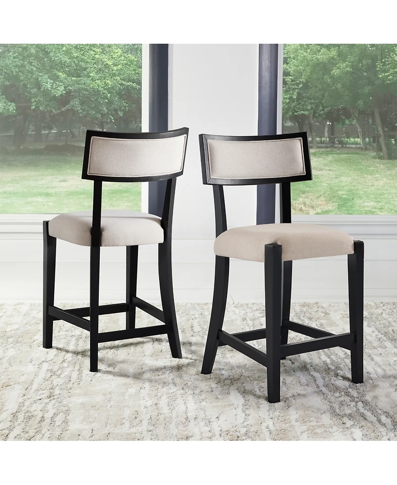 Abbyson Living Avery 38.1" 2 Piece Wood-Back Upholstered Counter Stools