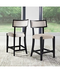 Abbyson Living Avery 38.1" 2 Piece Wood-Back Upholstered Counter Stools