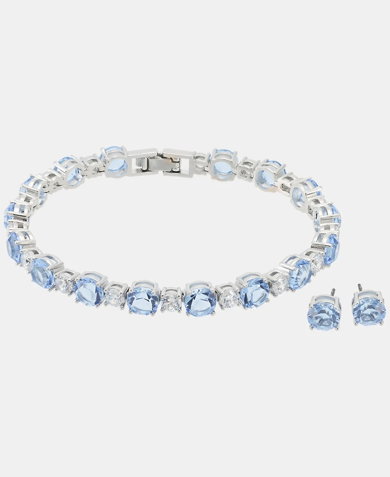 Givenchy Cubic Zirconia Tennis Bracelet & Stud Earrings Set