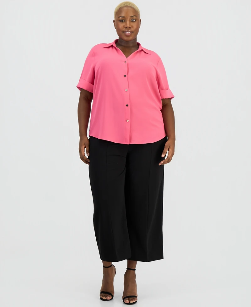 Anne Klein Essentials Plus Button-Front Shirt
