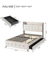 gaomon Full Upholstered Platform Bed Frame with Trundle