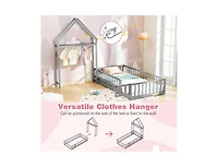 Slickblue House Style Twin Floor Bed with Decorative Headboard - 48