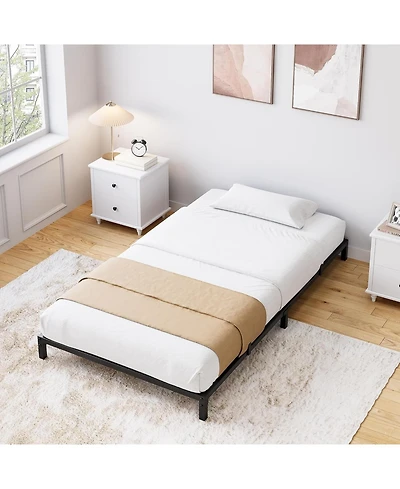 gaomon 8" Twin Size Metal Bed Frame, Heavy Duty Platform Bed with Storage Space,Steel Support,No Box Spring Needed