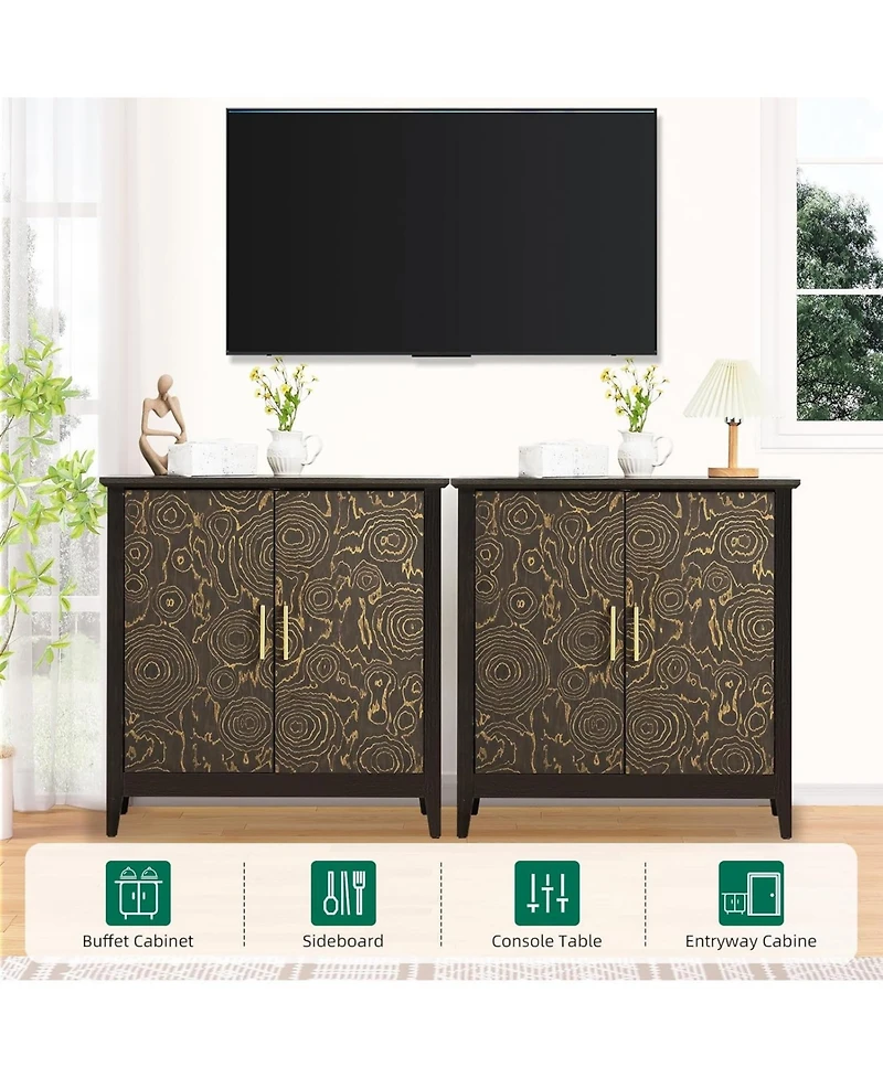 gaomon farmhouse buffet sideboard cabinet with storage, 32" modern coffee bar cabinet adjustable shelves, ideal for living spaces