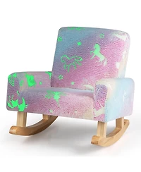 Slickblue Upholstered Kids Rocking Chair with Sturdy Wood Legs