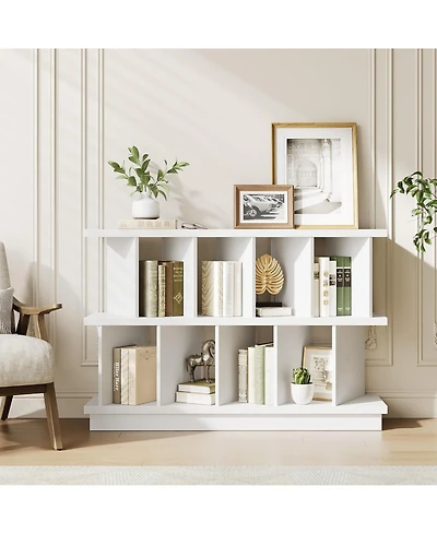 Gaomon 8 Cube Bookcase, Low Open Wood Storage Shelf with Removable Back Panels, Freestanding Bookshelf