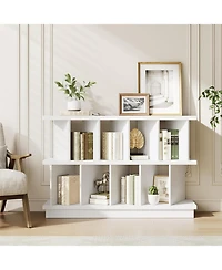 Gaomon 8 Cube Bookcase, Low Open Wood Storage Shelf with Removable Back Panels, Freestanding Bookshelf