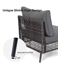 Decksplore 7 Piece Pe Wicker Rattan All Weather Cushion Patio Sectional Sofa Set