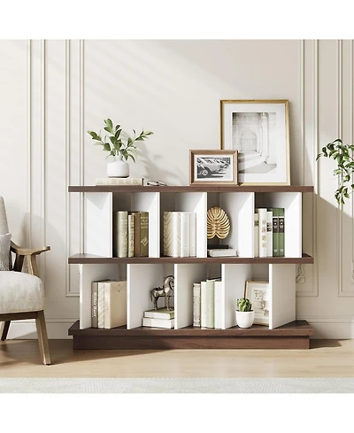 Gaomon 8 Cube Bookcase, Low Open Wood Storage Shelf with Removable Back Panels, Freestanding Bookshelf