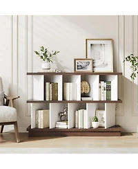 Gaomon 8 Cube Bookcase, Low Open Wood Storage Shelf with Removable Back Panels, Freestanding Bookshelf