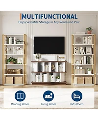 Gaomon 8 Cube Bookcase, Low Open Wood Storage Shelf with Removable Back Panels, Freestanding Bookshelf