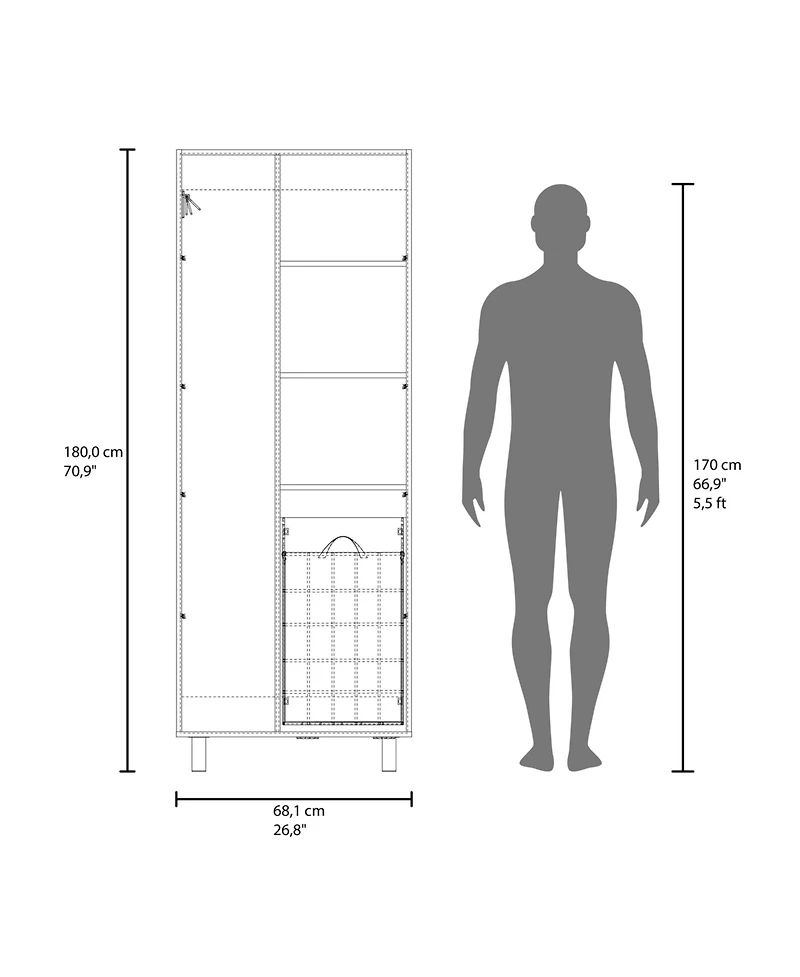 Fm Furniture The Mirage Modern Storage Cabinet with 2 Doors, 1 Drawer, and Metal Legs,Perfect for Organizing Bathrooms,Laundry Rooms, and Common Areas