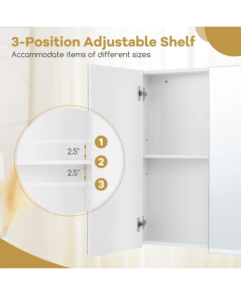 Volenca Double-Door Wall-Mount Bathroom Cabinet with Mirror and Adjustable Shelf