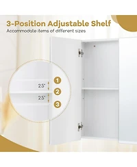 Volenca Double-Door Wall-Mount Bathroom Cabinet with Mirror and Adjustable Shelf