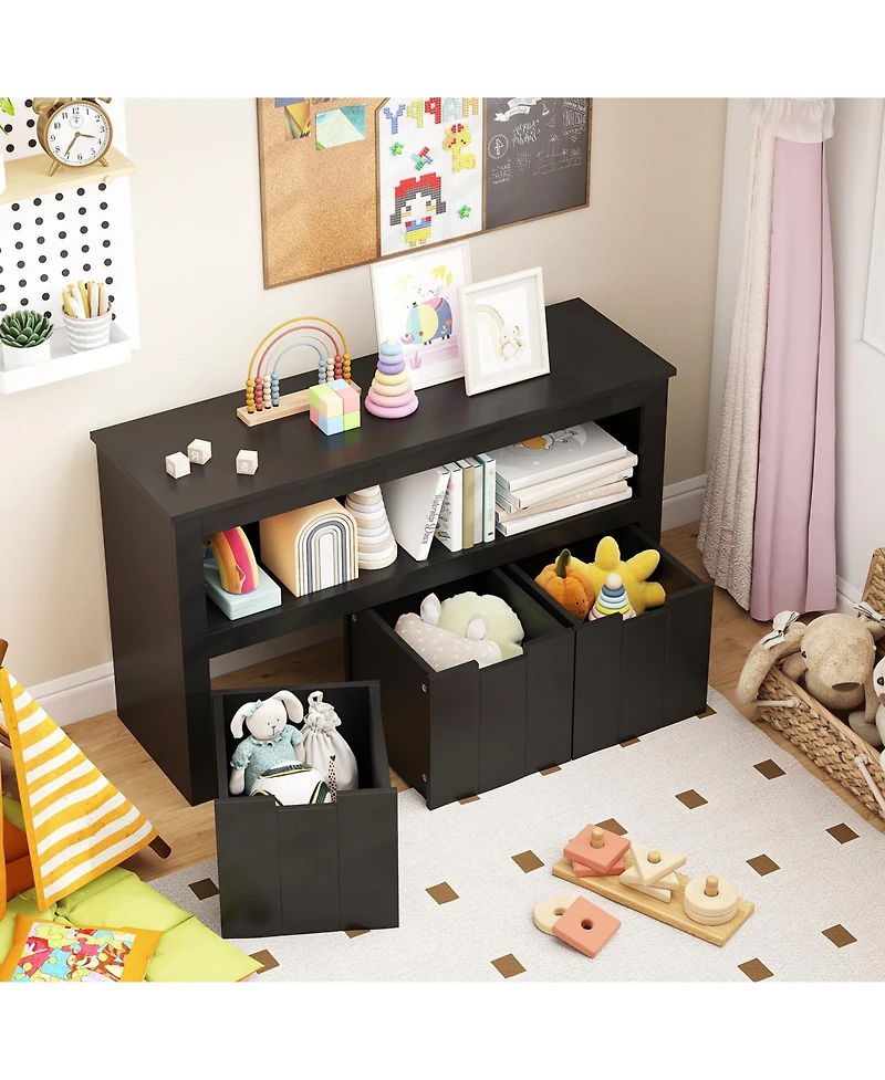 Kid Toy Storage Cabinet 3 Drawer Chest with Wheels Large Cube Shelf