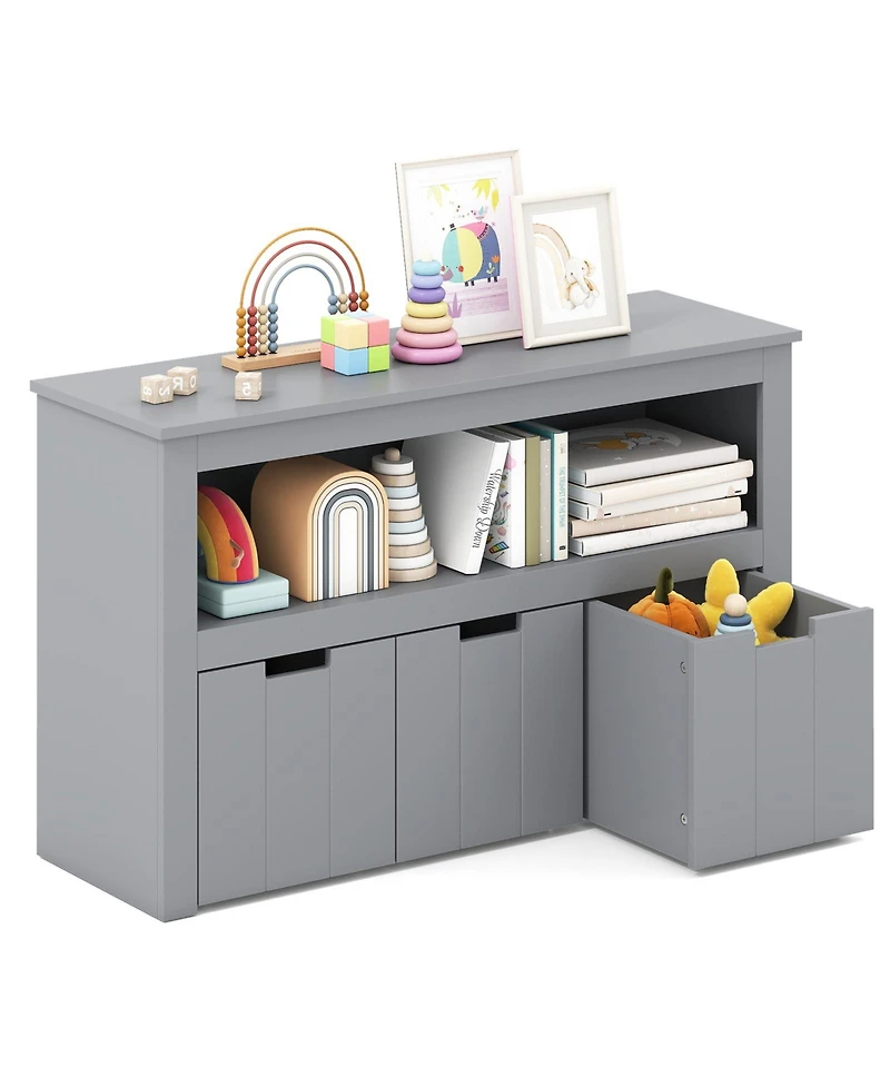 Kid Toy Storage Cabinet 3 Drawer Chest with Wheels Large Cube Shelf