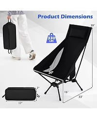 Mecale Folding Design High-Back Portable Camping Chair with Carry Bag, Pillow