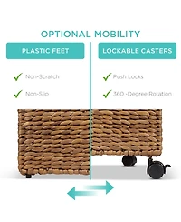 Best Choice Products Hyacinth Rolling Filing Cabinet Mobile Organizer Storage Basket w/ Lid, Locking Wheels