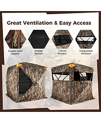Mecale 270° See-Through Pop-Up Hunting Blind for 3-4 People with Full-Open Swing Door