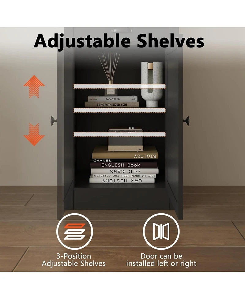 Gaomon 71" Narrow Storage Cabinet with Adjustable Shelves, 3-Tier Bookcase with Drawers & Doors