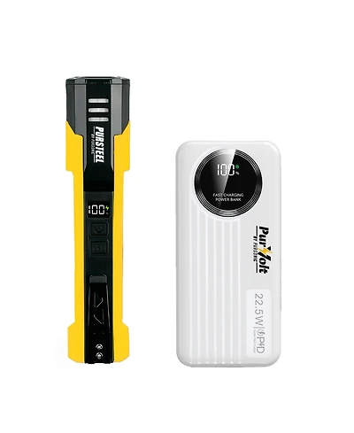 Pursonic Emergency Prep Bundle: 2-in-1 Ultra Bright Flashlight & Led Fast Charging Power Bank