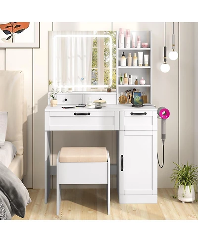 Volenca Vanity Set with Lighted Mirror, 3 Lighting Modes, and Adjustable Brightness