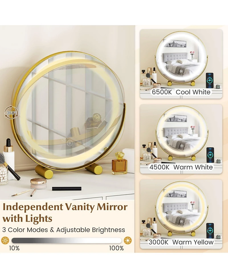 Volenca Modern Dressing Table with Storage Cabinet, Vanity Makeup Desk