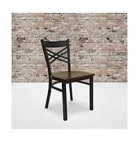 Emma+Oliver 2 Pack "X" Back Restaurant Chair
