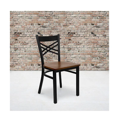 Emma+Oliver 2 Pack "X" Back Restaurant Chair