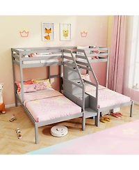 Slickblue Twin Over Bunk Bed with Stair Storage for Kids and Teens - One Fits All