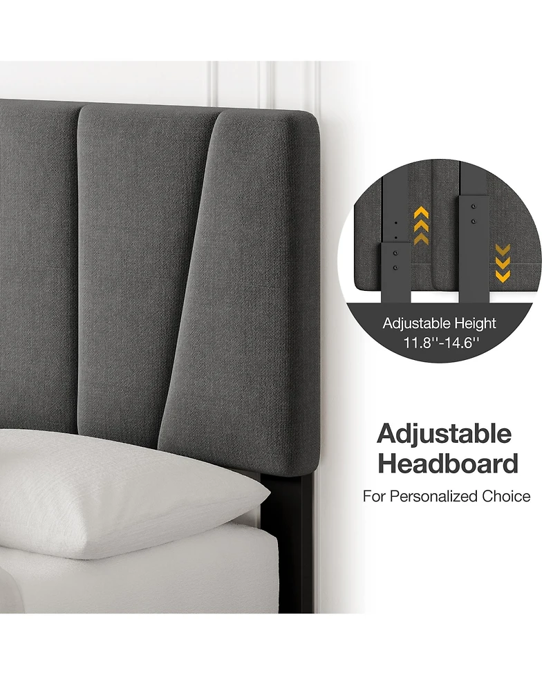 gaomon Queen Bed Frame with Adjustable Headboard, Upholstered Platform